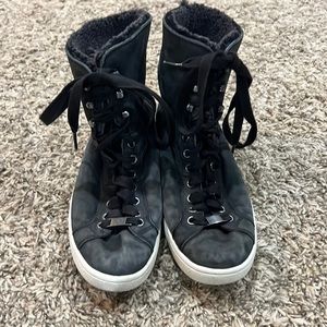 UGG Starlyn Womens Size 10 Black Leather Sheepskin High Top Shoes